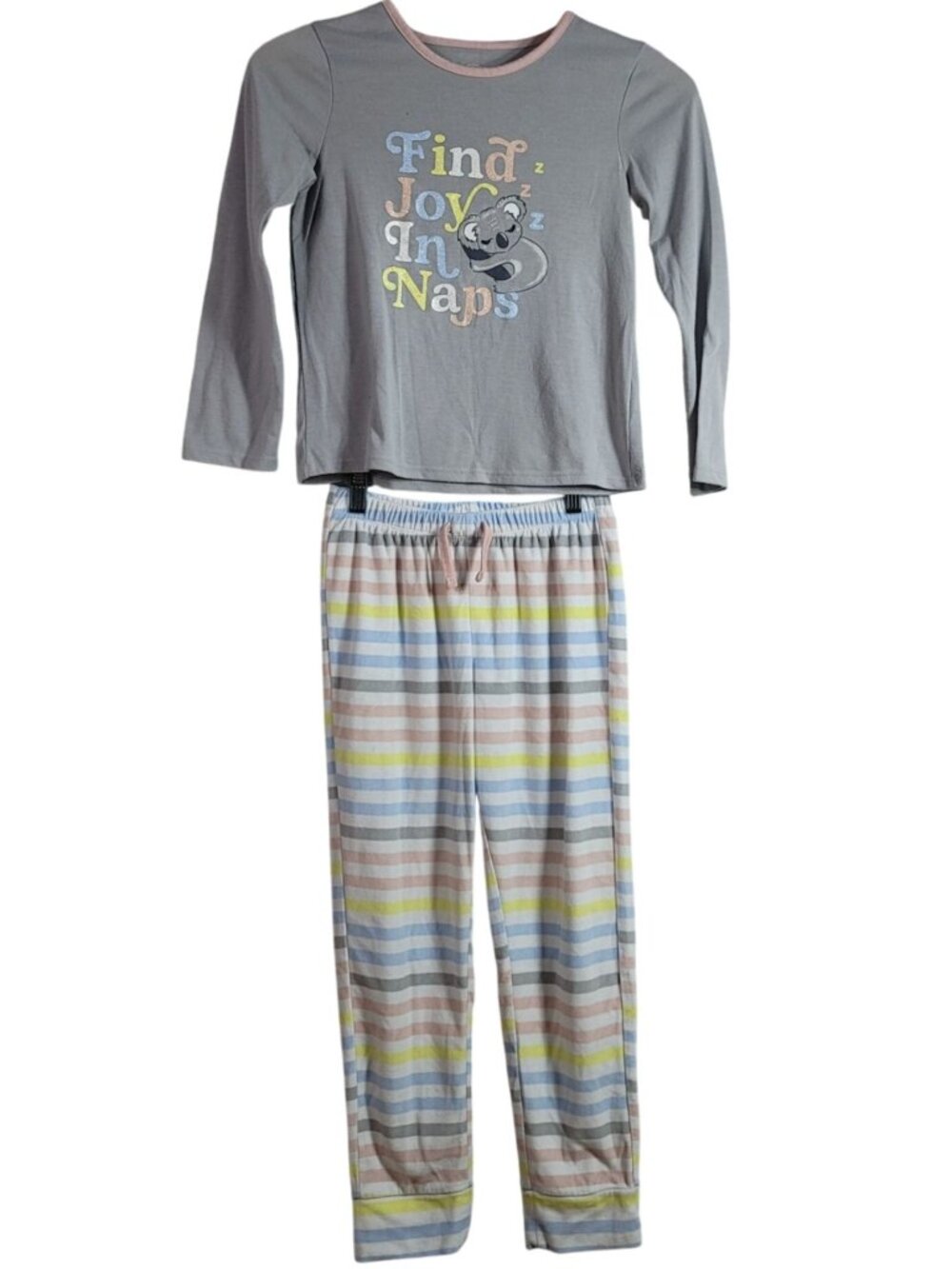 Wonder Nation Girls Pajama Set Gray Size 7 Medium 2 PC Koala Fleece Pants READ